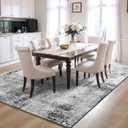 Area Rug 4x6 Grey Rug Washable Boho Rugs Non Slip Low Pile Abstract Small Carpet for Entryway, Bedroom, Kitchen, Classroom, Kids Room, Office, Dorm, Dining Room Gray