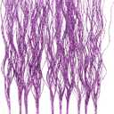 10 PCS Glitter Christmas Picks Sprays Sparkle Curly Ting Branches Decorative Sticks Stems Artificial Curly Wispy Willow Twigs for Christmas Tree Vase Fillers Crafts Garland Home Decor (Purple, 10)