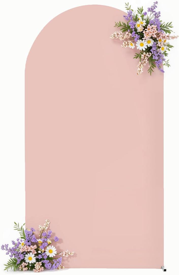 Pink Arch Backdrop Cover for Wedding, 6FT Dusty Pink Arch Cover Stretchy Backdrops, Double-Sided Arch Stand Covers for Wedding Ceremony, Baby Shower, Birthday Party Decoration