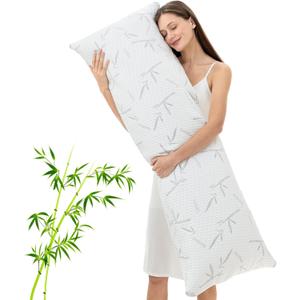 Full Body Pillow with Removable Pillowcase for Adults, Memory Foam Filling, Long Pillow for Side Sleepers, Fluffy and Firm, Adjustable Filling, 20×54 Inch, White