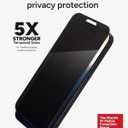 ZAGG Glass Elite Privacy Screen Protector for iPhone 16 Pro Max - 2-Way Privacy Filter, Ultra-Strong Tempered Glass, 5X Stronger, InvisibleShield, Smudge-Free, Easy Install, Recycled Content