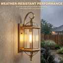 Large Solid Copper Outdoor Wall Light, 20" Satin Brass Porch Lantern with Beveled Clear Glass, Weather-Resistant Exterior Wall Sconce for Front Door, Garage & Entryway, E26 Base