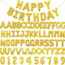 75pcs 16" Happy Birthday Balloon Banner, Gold Balloons Letters, Personalized Mylar Foil Birthday Decorations includes 2 Sets A- Z, 1 set Number 0-9 "HAPPY BIRTHDAY" letters