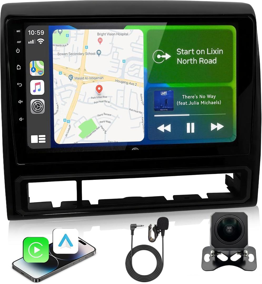 Car Radio Stereo for Toyota Tacoma 2005-2015, 9 inch Touch Screen Car Stereo with Wireless Carplay, Android Auto, For Toyota Tacoma Radio with Bluetooth, Backup Camera, AM/FM, Head Unit - 2+64G