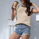 Disamer Cap Sleeve Knit Sweater Tops Sleeveless Vest 2026 Spring Clothes Oversized Summer Tank Trendy Short Sleeve T Shirts (Beige, XL)