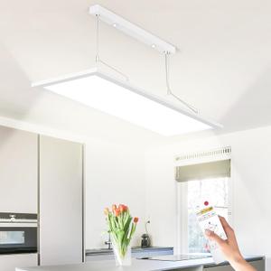 STERREN Modern LED Pendant Light, Chandelier Rectangle Panel Light, Dimmable Kitchen Island Lighting Fixture 3000K-5000K Hanging Light for Dining Room Kitchen Island Office Bar