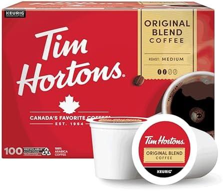 Tim Hortons Original Blend, Medium Roast Coffee, Single-Serve K-Cup Pods Compatible with Keurig Brewers, 100ct K-Cups BB 02-22-2027