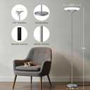SIBRILLE Silver Torchiere Floor Lamp - 30W Dimmable LED Standing Lamp with Remote/Button Control, 1800Lm, 3000-6500K, 72in Bright Standing Pole Light for Living Room Bedroom Office Corner