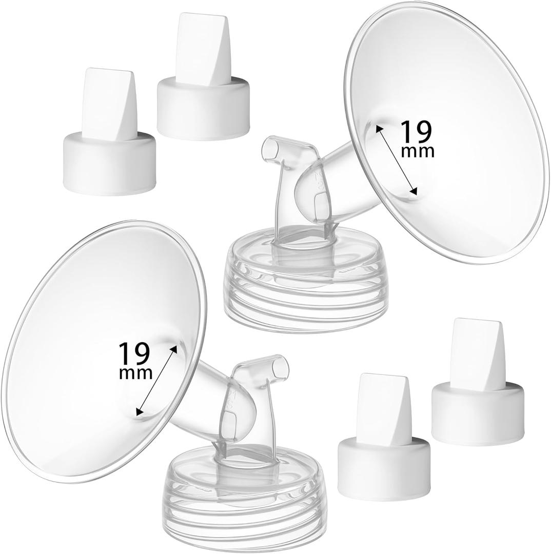 19mm Breast Pump Parts Replacement Kit Compatible with Spectra S1 S2, Flange & Duckbill Valve Set, BPA Free Accessories, 6 Pack