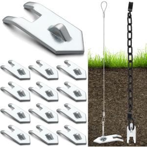 Qualirey 12 Pack Galvanized Wolf Fang Anchor Heavy Duty Ground Earth Anchors for Trapping, Tents, Sheds, Carports, Swing Set, Greenhouse