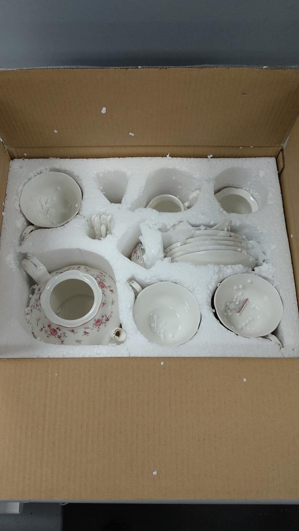 fanquare Vintage Porcelain Tea Set for Women Tea Party, Cup and Saucer Set for 6, Wedding Floral Teapot Set for Adults, Pink Rose