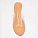 Cape Robbin Women's Clear Low Block Heels - Slip-On Transparent Round Open Toe Sandals (Anjelic) (Beige)