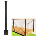 Cable Railing Outer Corner Post Fascia Mount-Stainless Steel Square Weldless 36"x2"x2" Pre-drilled Side Mount Metal Post for Wood Deck, Black