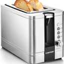Chefman 2-Slice Pop-Up Stainless Steel Toaster w/ 7 Shade Settings, Extra Wide Slots for Toasting Bagels, Defrost/Reheat/Cancel Functions, Removable Crumb Tray, 850W, 120V, Silver