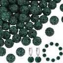 PH PandaHall 100 Pcs 10mm Dark Green Rhinestone Beads Round, Polymer Crystal Beads for Necklace, Bracelet, Jewelry Making, Party Decoration