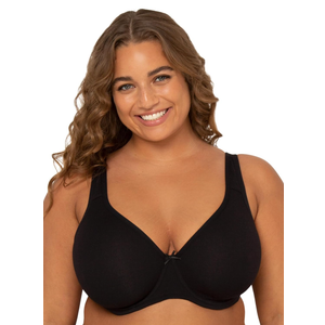 Fit For Me By Fruit of the Loom Women's Plus Size Cotton Unlined Underwire Bra-Pinch-Free Straps - Side and Back Smoothing, 38 DDD Black