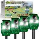 Solar-Powered Ultrasonic Animal Repellent with Motion Sensor, Waterproof Deer Repellent Device with LED Flashing Lights, Perfect for Outdoor Yards, Effective to Repel Deer, Coyotes, Raccoons, and Cats