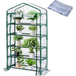 DECOHS Extra Wide 5 Tier Greenhouse Replacement Cover- 75 x 40 x 19 Inch Clear PVC Plant Gardening Greenhouse Cover with Roll-Up Zipper Door for Gardening Plants Flowers (Frame Not Include)