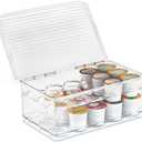 iDesign 2-Tier Coffee Pod Holder Lidded Bin, Plastic Pantry and Kitchen Storage, The Linus Collection  7.25" x 10.75" x 4.25", Clear