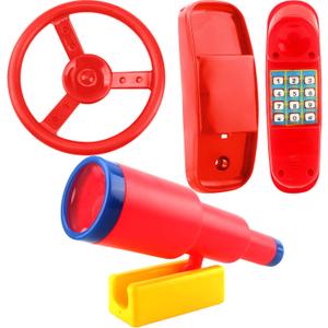 Playground Accessories Swingset Steering Wheel Plastic Telescope Telephone Swingset Phone Toy for Kids Outdoor Playground Backyard Treehouse (Color Set 6- (3 Pcs))