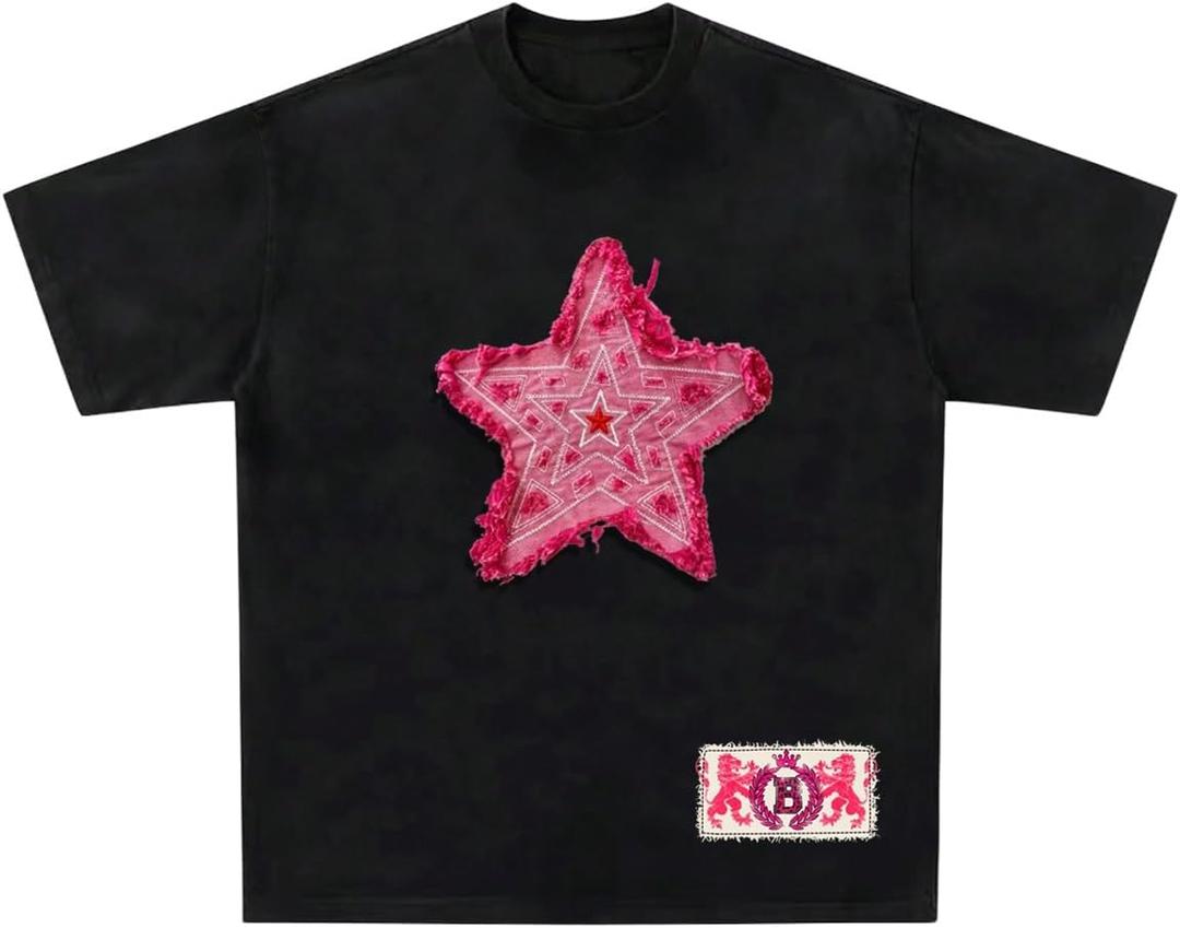 Verdusa Men's Graphic T Shirts Drop Shoulder Vintage Short Sleeve Casual Tee Tops (M)