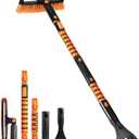 EcoNour 49" Extendable Squeegee Snow Brush and Ice Scraper for Car Windshield & Windows | 270 Telescopic Snow Broom with Pivoting Squeegee | Heavy Duty Car Snow Removal Tool for SUV, Truck & Car