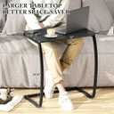 SRIWATANA Black C Shaped Side Table, Vintage End Table for Sofa Couch Bed, 13.8D x 22W x 24.4H in