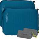 ATEPA Inflatable Stadium Seat Cushion, Self-Inflating Memory Foam Stadium Seats Bleacher Seat Chair Cushion Pad for Airplane Travel Backpacking Sports Events (2 Pack Blue)