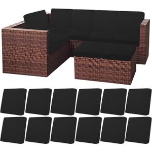 HEBE Outdoor Patio Cushion Covers Set of 12 Waterproof Stretch Seat Cushion Cover for Patio Furniture Clearance Outdoor Sofa Cushion Cover Replacement Couch Slipcovers Chair Seat Cover (Black)