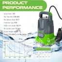 Sump Pump 1HP Submersible Water Pump 3700GPH Electric Portable Transfer Water Pump for Pool Draining Basement, Green