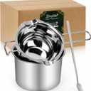 Double Boiler Melting Pot Set for Candle Making, 3-Piece Stainless Steel Wax Melter with Pouring Pot, Ideal for Soy Wax, Beeswax, Candle Making Supplies