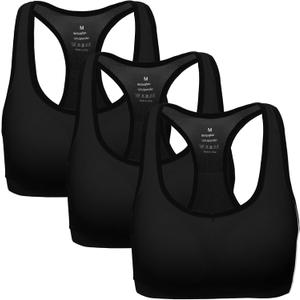 MIRITY Women Racerback Sports Bras - High Impact Workout Gym Activewear Bra (Black, L)