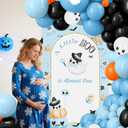 Halloween Little Boo Baby Shower Decorations for Boy A Little Boo is Almost Due Banner Blue and Black Balloons Set Blue Spider Web Party Decor Ghost Halloween Party Decorations