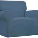Easy-Going Stretch Oversized Chair Sofa Slipcover 1-Piece Couch Sofa Cover Furniture Protector Soft with Elastic Bottom for Kids Spandex Jacquard Fabric Small Checks Bluestone