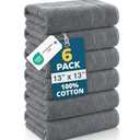 Casa Platino Wash Cloths Pack of 6-100% Cotton Washcloths for Daily use - 12"x12"- Soft, Gentle on Skin, Durable Stitching & Absorbent - Designed for Everyday Showers and Cleansing - Cool Grey
