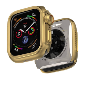 ULTIMAL Metal Case Compatible with Apple Watch Series 9/8/7 45mm with Back Cover,Military Grade Shockproof Protective Case, Rugged Cover for iWatch 45mm (Gold)