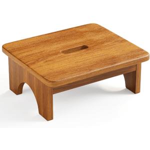 6.5" Acacia Wood Step Stool, Wooden Step Stools for Adults Kids with 500 lbs Capacity, Bed Steps for High Beds, Small Step Stool for Bathroom Kitchen, Platform Stepping Foot Stool