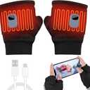 Heated Gloves for Women Rechargeable, Fingerless Rechargeable Heated Gloves, Hand Warmer Gloves, 3-Speed Adjustable Heated Fingerless Gloves, Winter Hand Warmer for Work Cycling Skiing (Medium, Black)