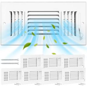 1 Pc 10x4 Inch Ceiling Vent Register for Home, White 3 Way Sidewall Solid Steel Wall Air Vent Registers AC Ceiling Vent Return Covers, Interior Size 10 x 4 Inch