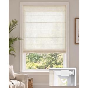 LazBlinds No Drill Cordless Roman Shades, 35" W × 72" H, Trace Beige