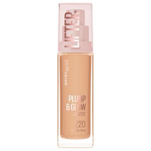 Maybelline Lifter Plump & Glow Foundation, Liquid Foundation with 2% Niacinamide + Hyaluronic Acid, Plumping and Brightening Face Makeup, 220, 1 Count