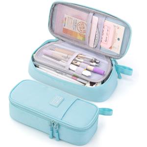 CICIMELON Durable Pencil Case Big Storage Pen Pouch Bag for School Supplies Office College Teen Adults, Light Blue