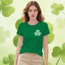 St Patricks Day Shirts for Women Lucky Irish Shamrock Shirt St Pattys Day Short Sleeve (X-Large, Green5)