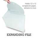 Samsill 12x12 Paper Storage Organizer, Expandable Scrapbook Paper Organizer with 12 Pockets and Tabs for Vinyl, Cardstock, Photos, Clear File with Retractable Handle, Secure Flap Closure