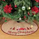 N&T NIETING Christmas Tree Skirt, 30 Inch Rustic Burlap Tree Skirt with Red Truck and Letter Printed Christmas Tree Mat for Xmas Holiday Party Decoration