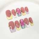 Square Handmade Press on Nails Medium Nails Press Ons With 3d Flower and French Tip Design Reusable Fake Nails for Women for Spring and Holiday 10pcs M Size Pattern S1101