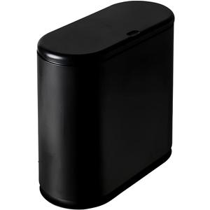 Sooyee 10 Liter Rectangular Plastic Trash Can Wastebasket with Press Type Lid,2.4 Gallon Garbage Container Bin for Bathroom,Powder Room,Bedroom,Kitchen,Craft Room,Office (Black)