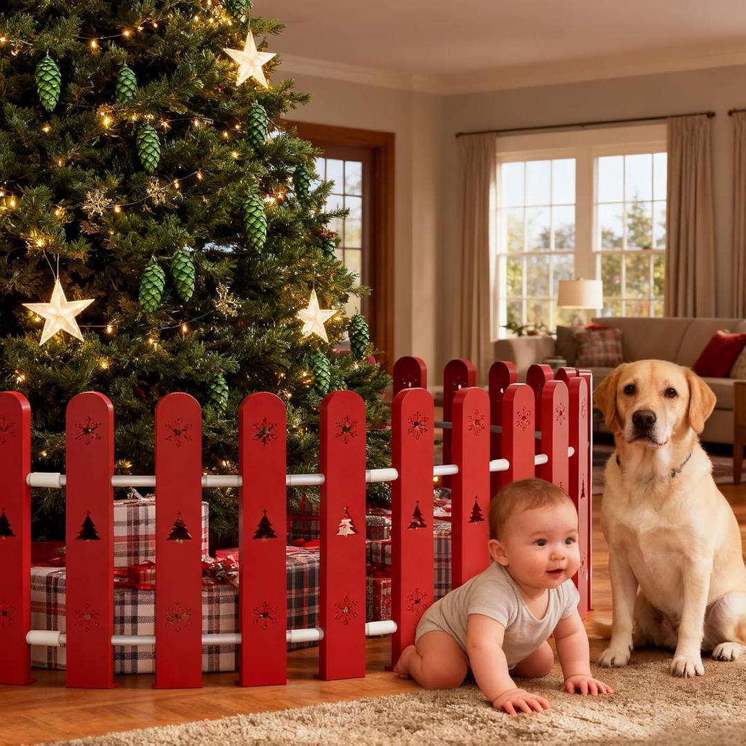 Christmas Tree Fences Party Decoration 28Pcs Red