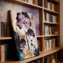 BVVEYKXX Purple Gold Abstract Flowers Canvas Wall Art Elegant Purple Gold Florals Pictures Wall Decor Purple and Gold Posters Prints Artwrok for Living Room Bedroom Hallway Home Decoration 12x16in