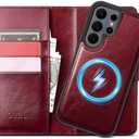 DJBull 2-in-1 Detachable Wallet Case for Samsung Galaxy S26 Ultra RFID Blocking Flip Folio with Card Holder | PU Leather Shockproof Protective Cover Women Men for Samsung S26 Ultra Phone Case Wine Red